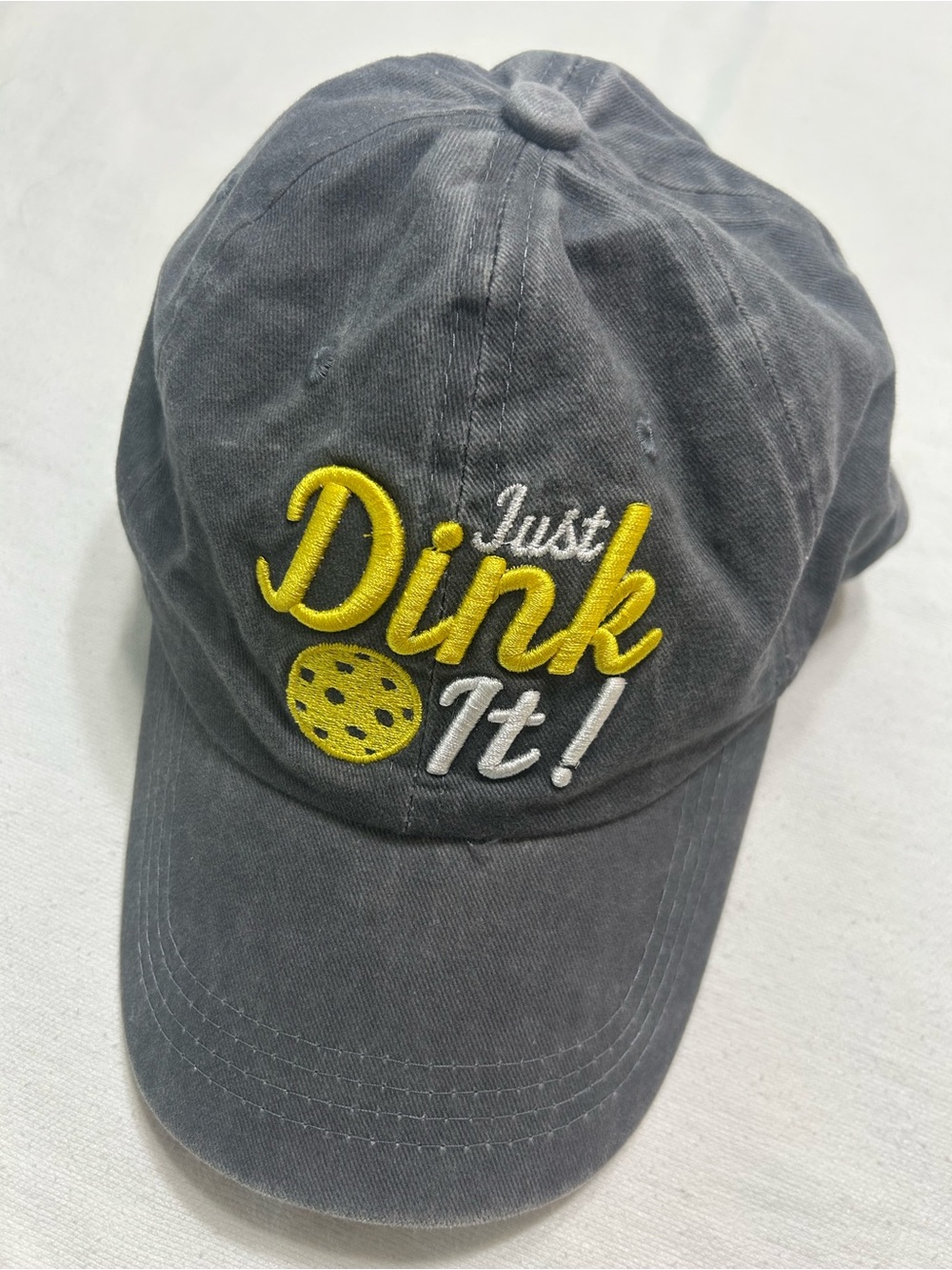Just Dink It Pickleball Hat Gray Embroidered Dad Cap Adjustable